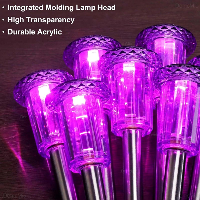 DenicMic Solar Lights Outdoor 10 Pack Waterproof Purple LED Stainless Steel Stake Outside Lights for Yard Pathway Garden Driveway Walkway Landscape Path Lighting - Image 5